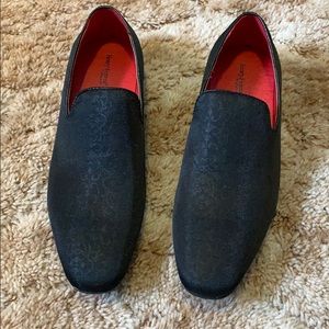 Henry Ferrera Black Floral Patterned Loafers